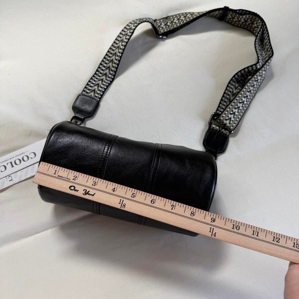 coolcy black genuine leather  cylinder bag - Picture 5 of 6